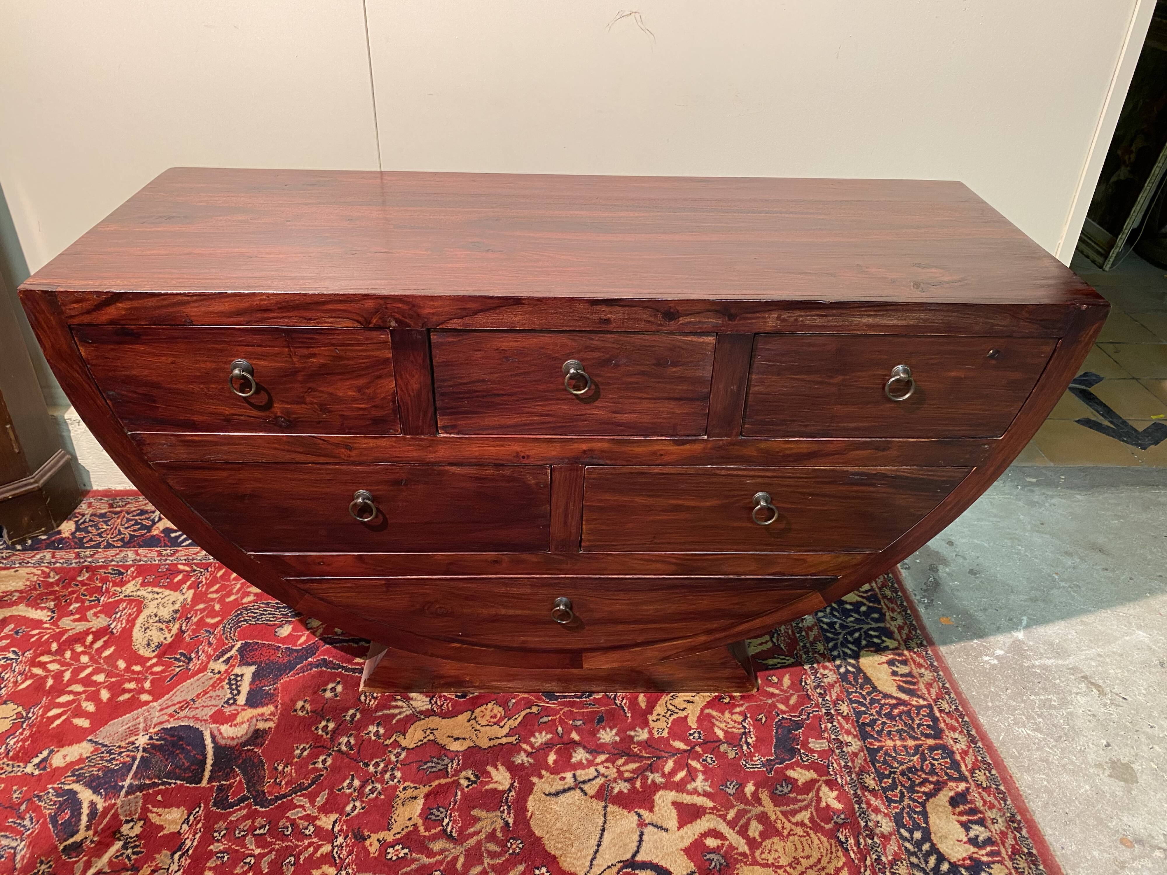 Vintage half-moon drawer console