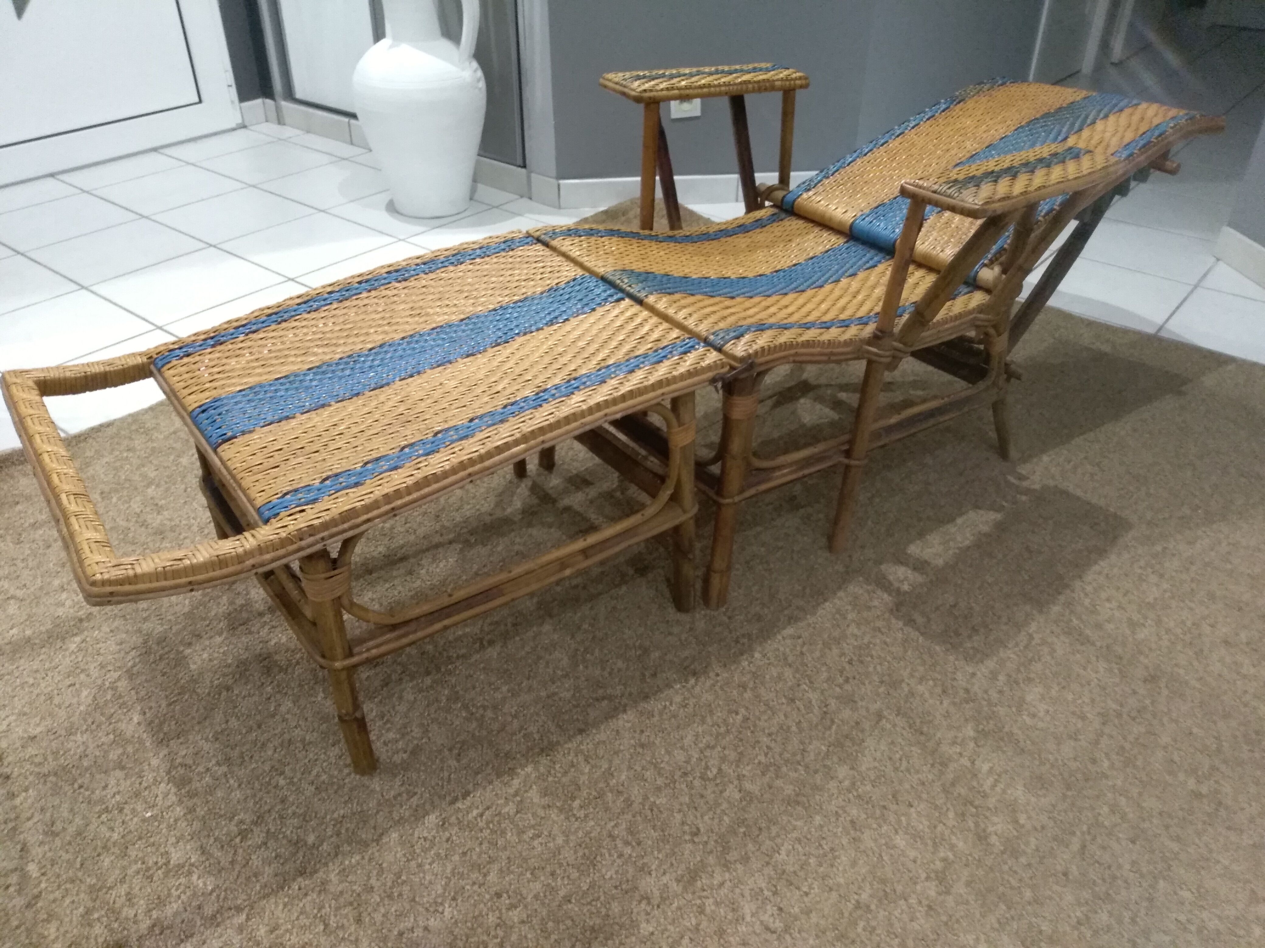 Old rattan and bamboo lounge chair in 1920