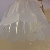 Pair of pendant lamps bell in frosted glass style art deco