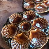 Assiettes d’huîtres Sarreguemines barbotine