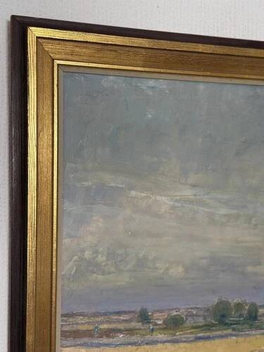 Swedish Oil on Panel “Räpplinge, Öland” by Emil Hagström, Vintage 70.5×55.5cm
