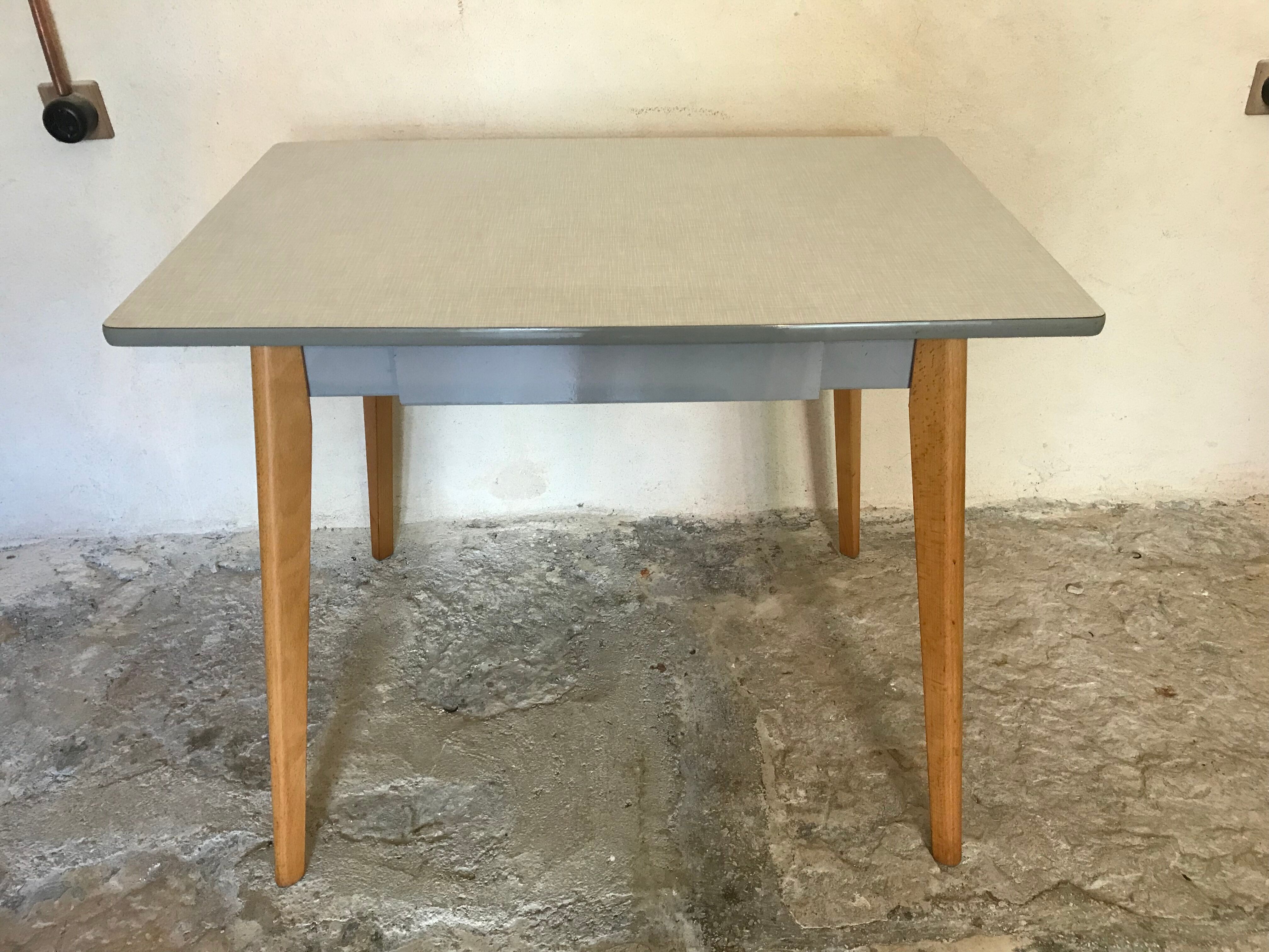 Vintage kitchen table 1960 formica and compass wood legs