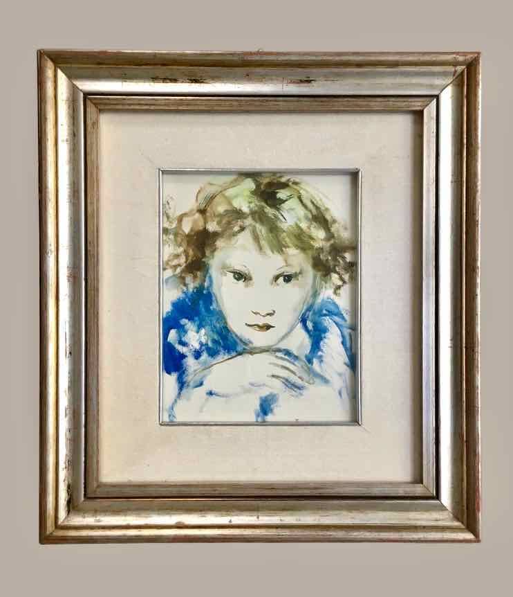 Tableau ancien portrait de fillette