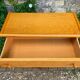 Dresser and its bedside table in cane rattan and vintage oak from the 1970s.