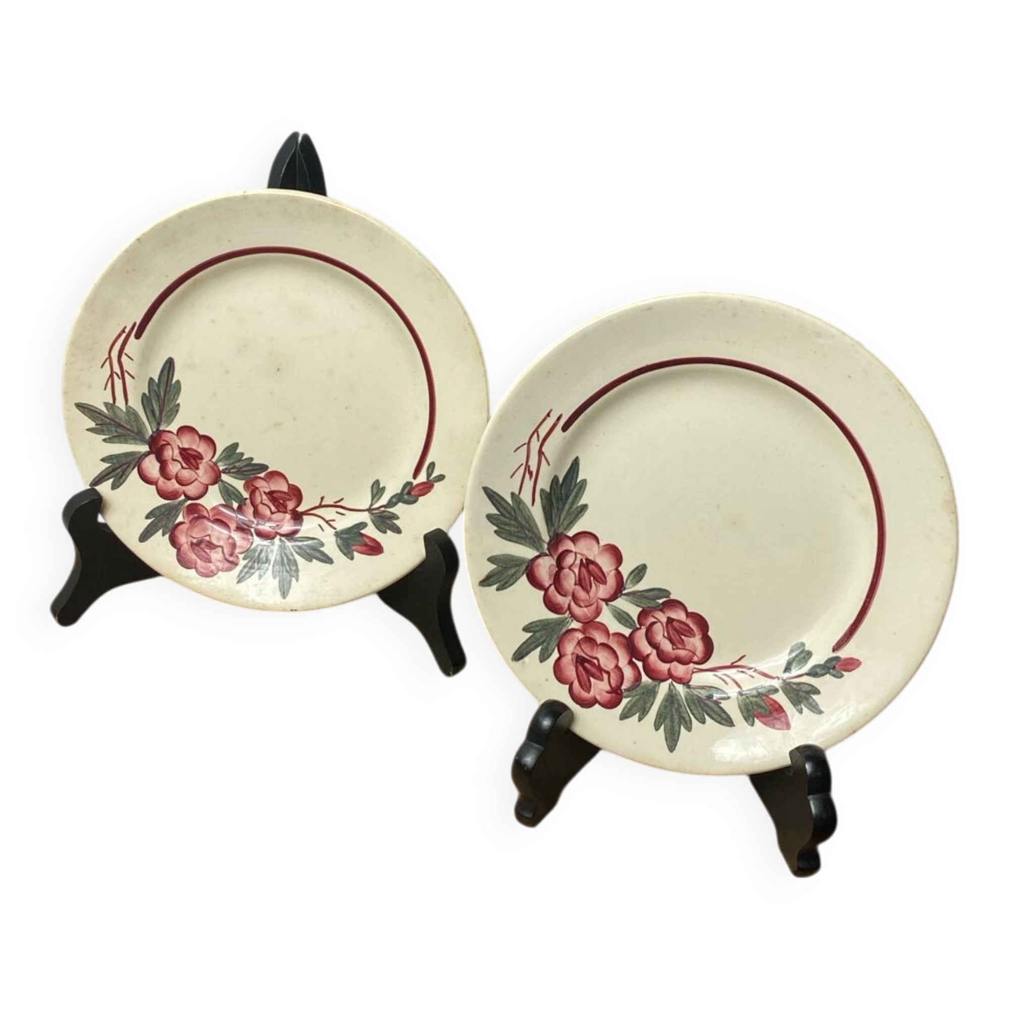 Two Digoin Sarreguemines dessert plates