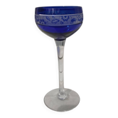 14cl Nancy Houillon crystal wine glass with blue floral frieze