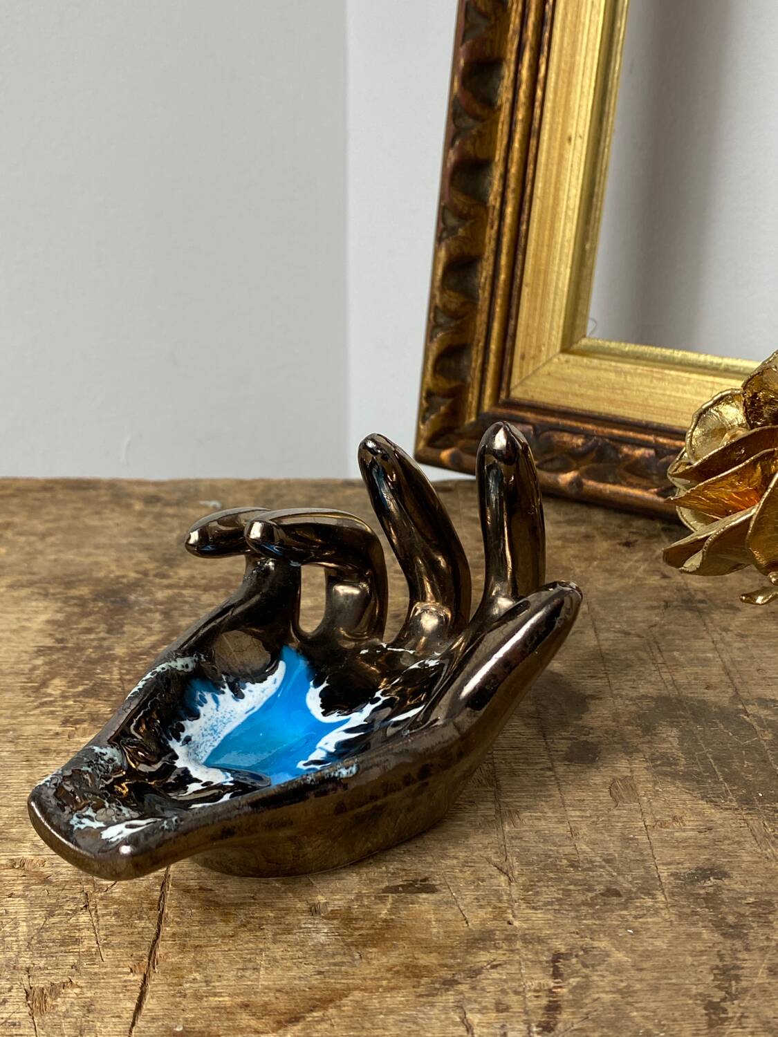 Vallauris iridescent ceramic hand emptier