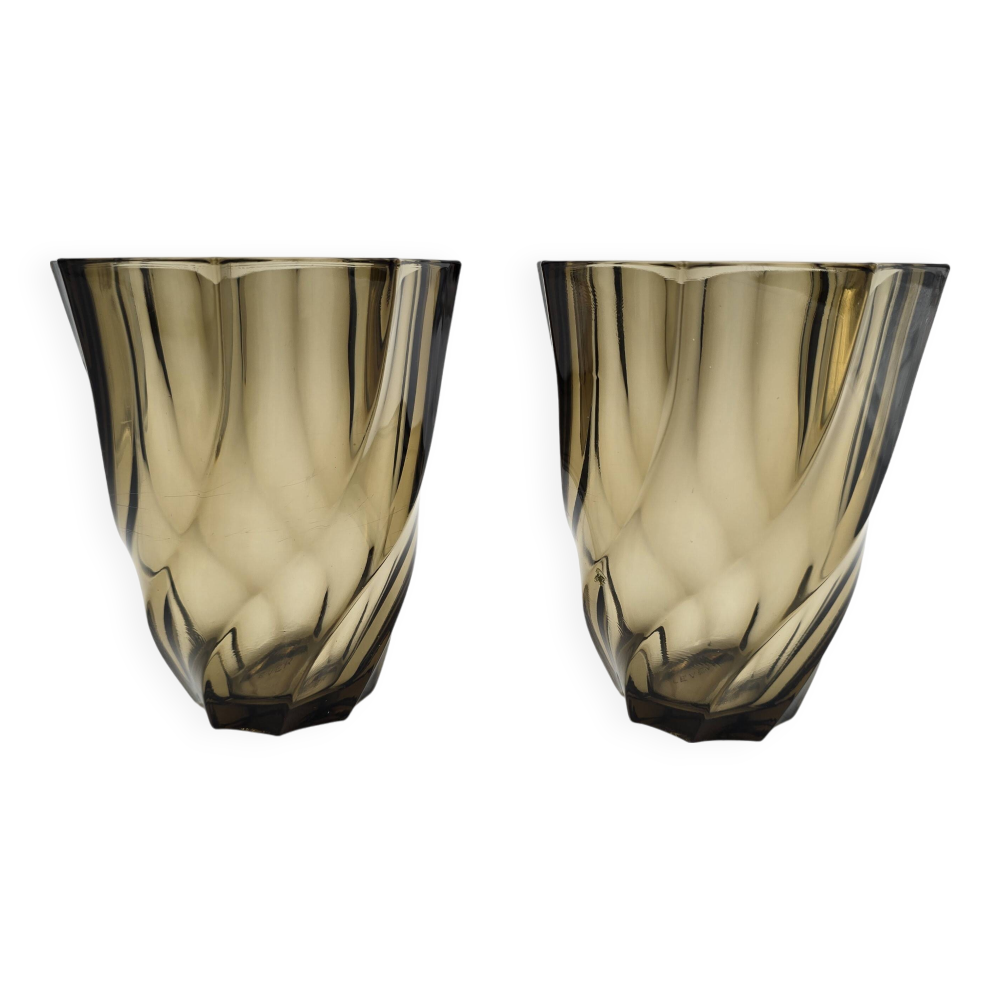 Pair of 50's smoked glass vases