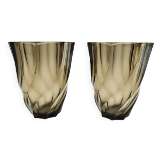 Paire de vases en verre fumé 50's