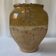Old glazed yellow terracotta confit pot – South-West of France