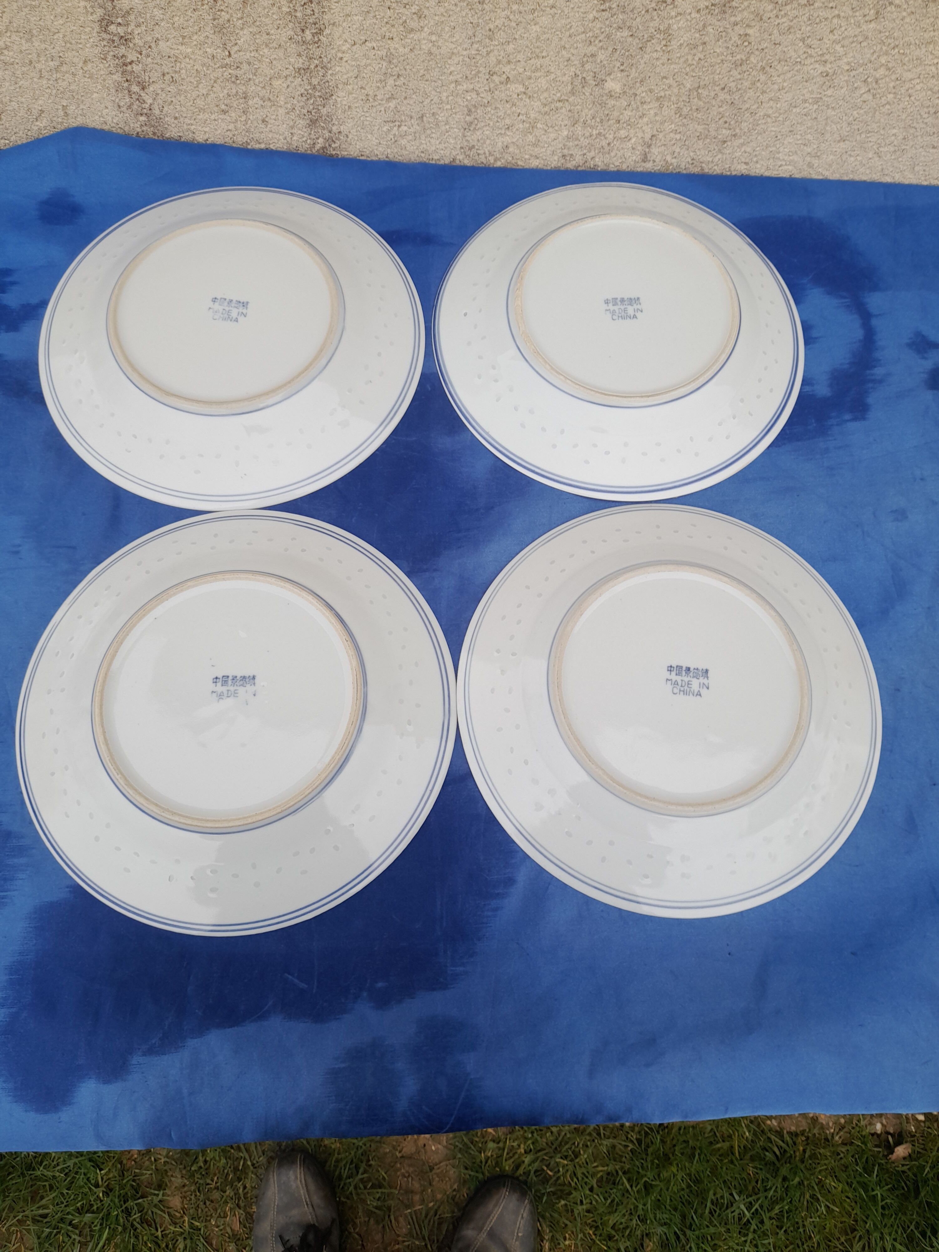 4 Chinese plates rice grain diam 25,5 cm