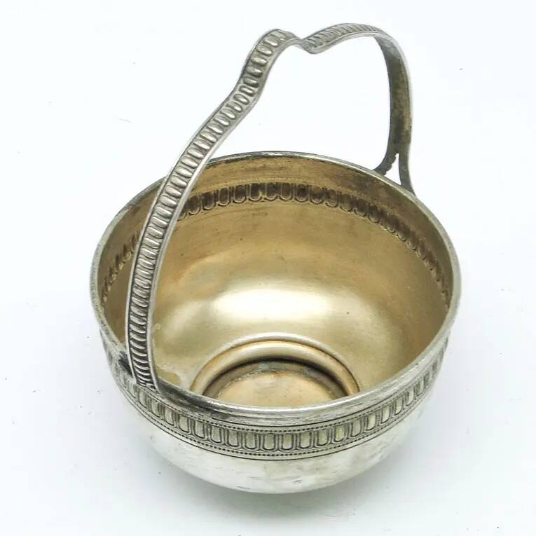 Eclectic sugar bowl, silver-plated brass, Sweden, early 20th century