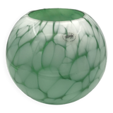 Vase en verre vintage forme boule fait à la main alicja vert et blanc