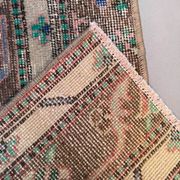 Small vintage Turkish rug 37x110 cm, short runner, shabby, mini carpet 2555
