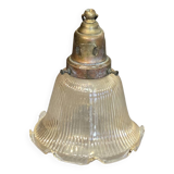 Holophane glass and brass suspension