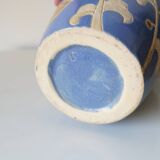 Glazed stoneware vase – floral decoration in relief – Keramis style – 1970s