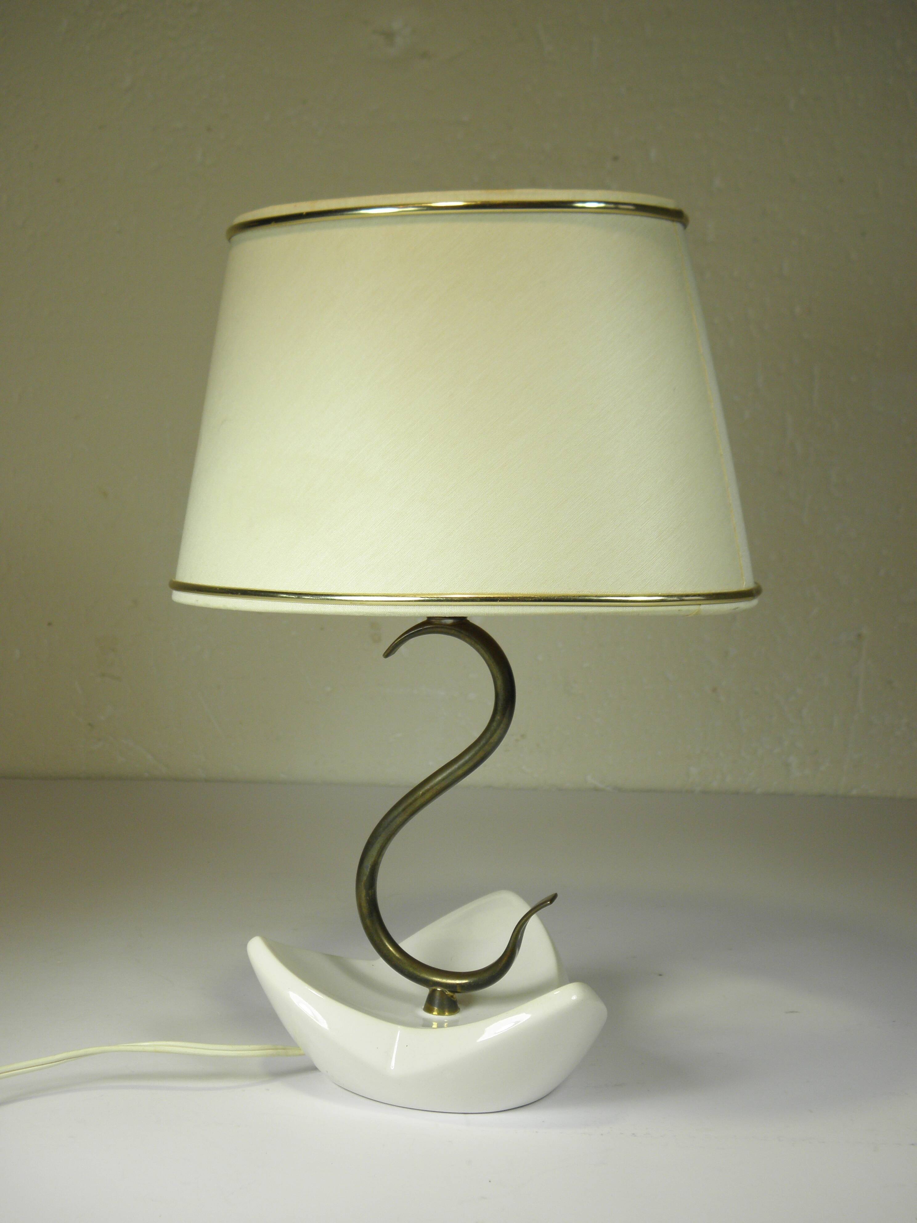 Ceramic and brass lamp from the 1950s.