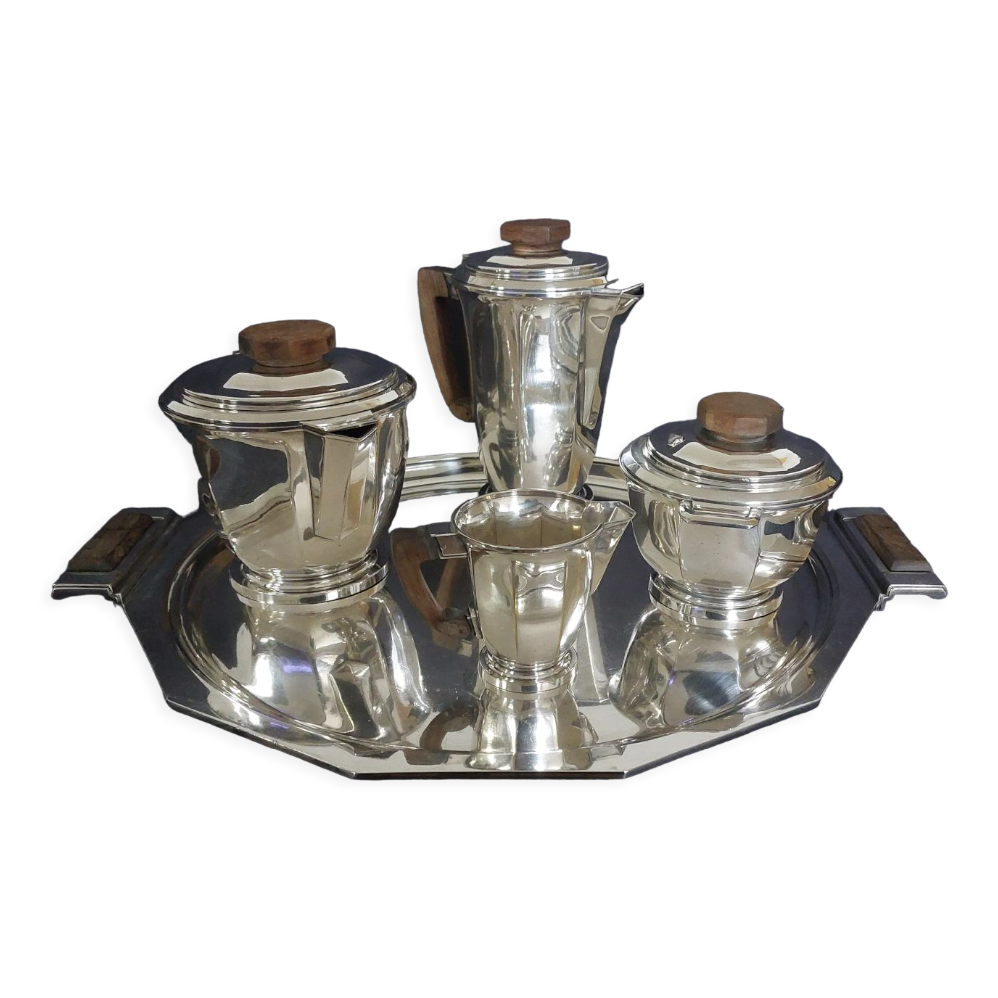 Boulenger coffee and tea service in silver metal