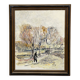 Oil painting by Alexander Michael of an autumn walk in a park, 1969.