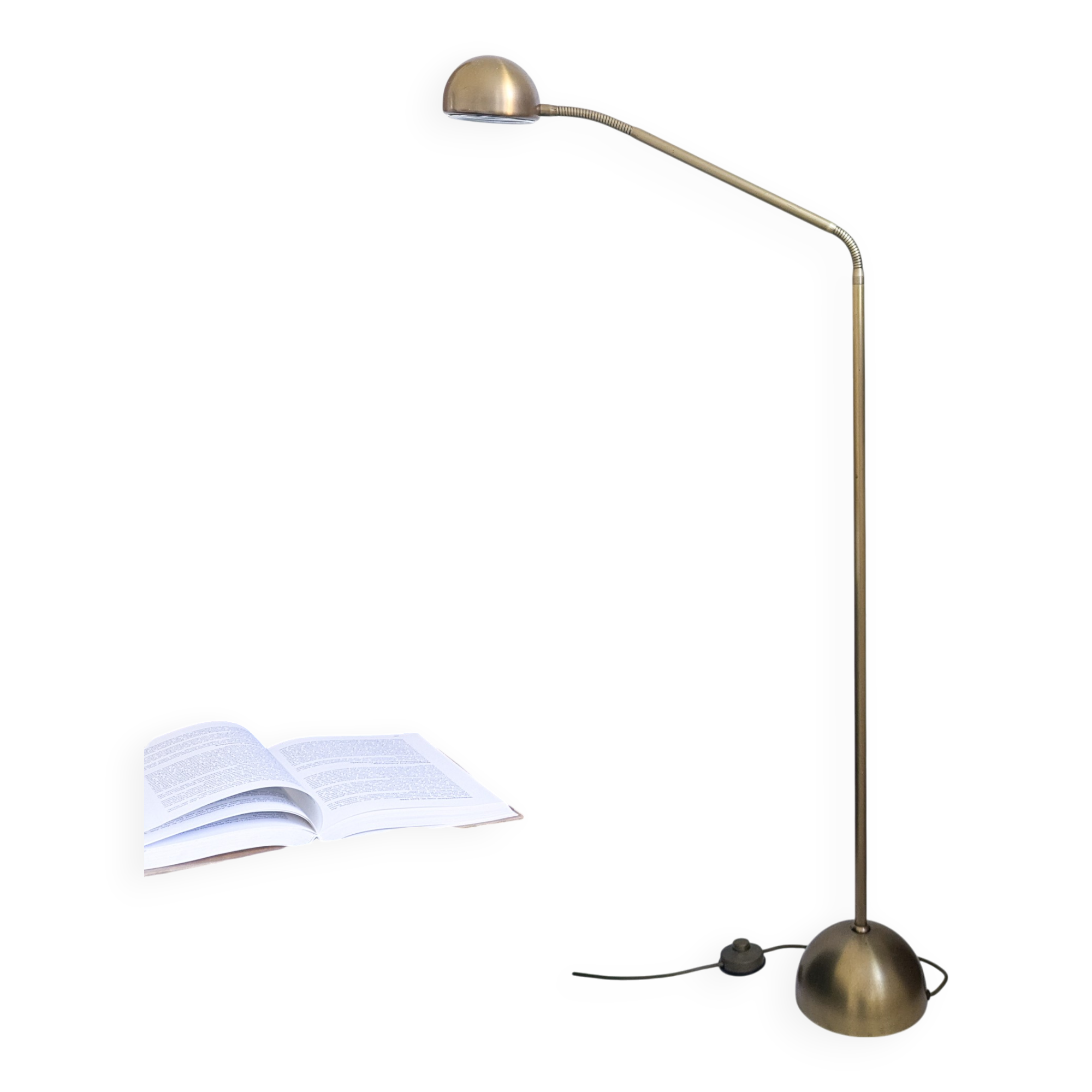 Lampadaire vintage Hustadt à 2 têtes flexibles, laiton mat