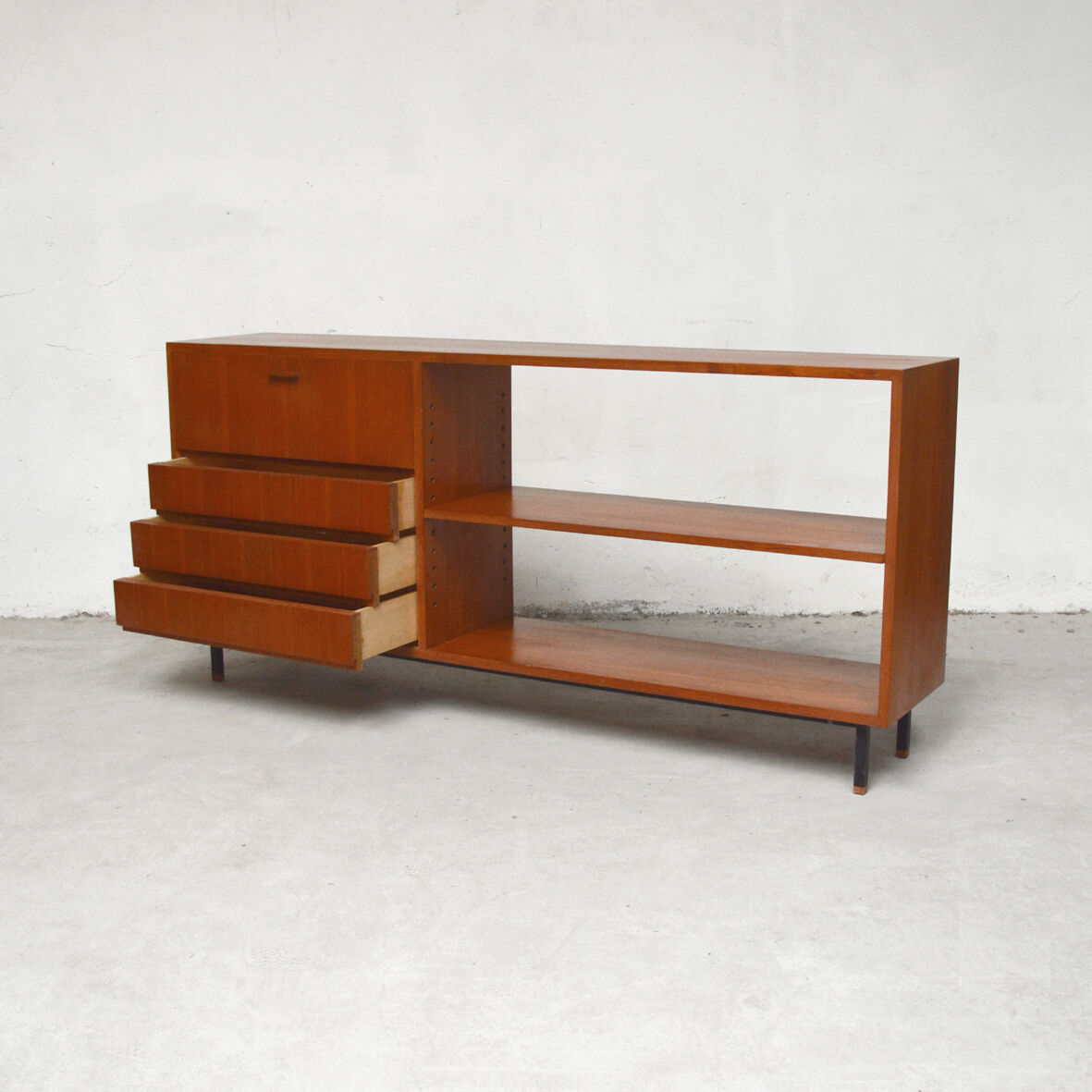 Sideboard bookcase with feet metal, 1960