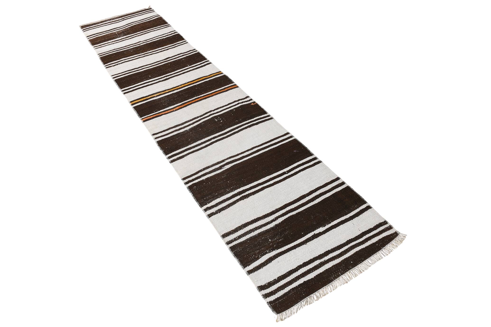 2x10 Modern Striped Turkish Kilim Runner Rug, 69x309Cm