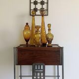 Empoli Amber Glass Decanter Set by Wayne Husted, Handmade in Italy