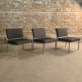 Armchair in metal and grey fabric