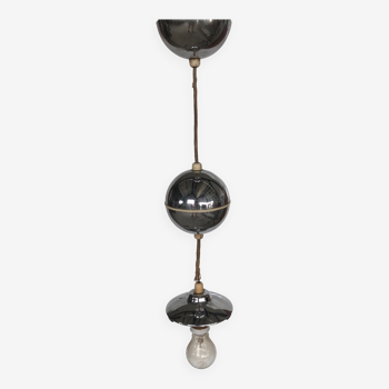 Suspension sphere Vintage en métal argenté année 70