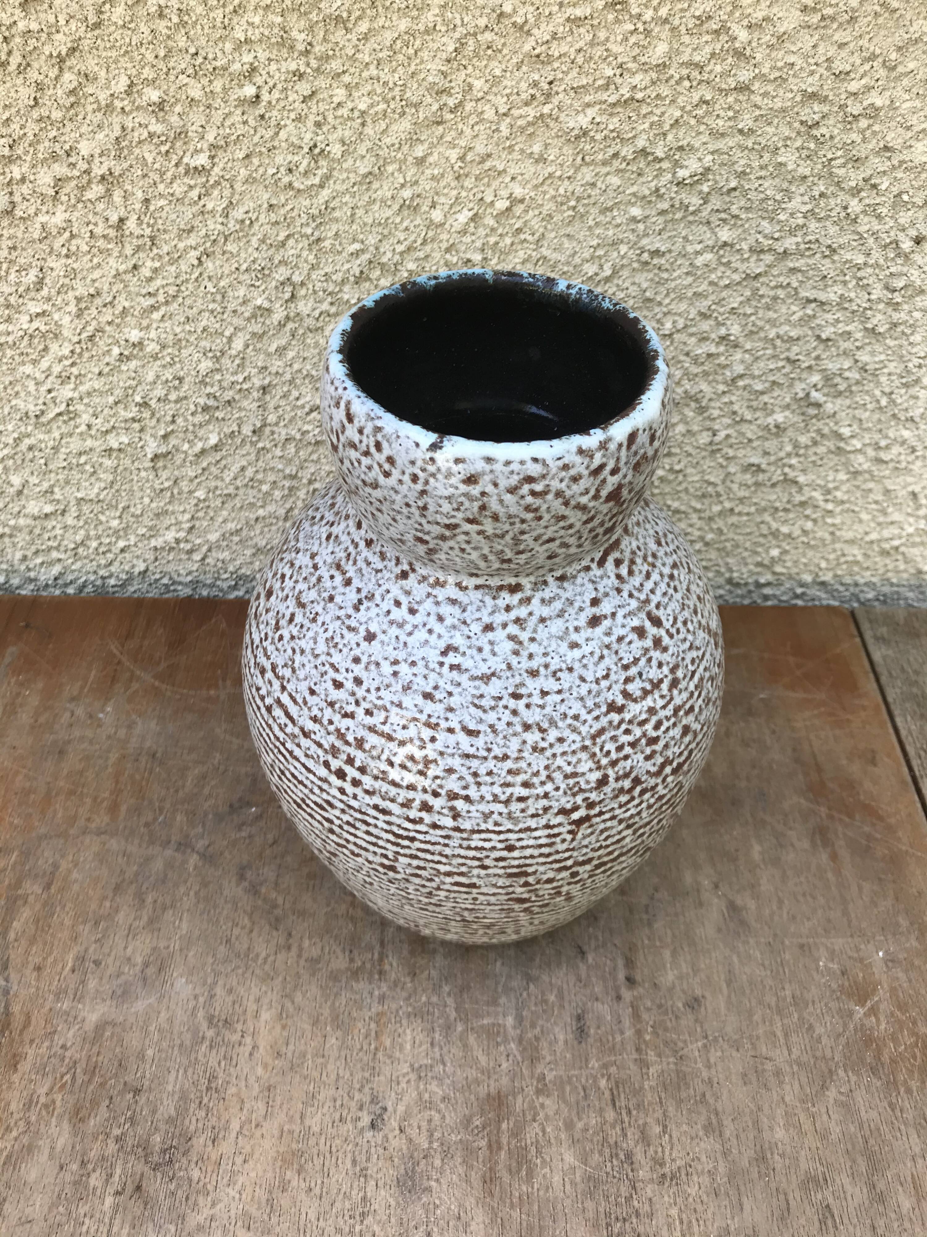 Old Ceramic Vase Brown Grey 70s Vintage