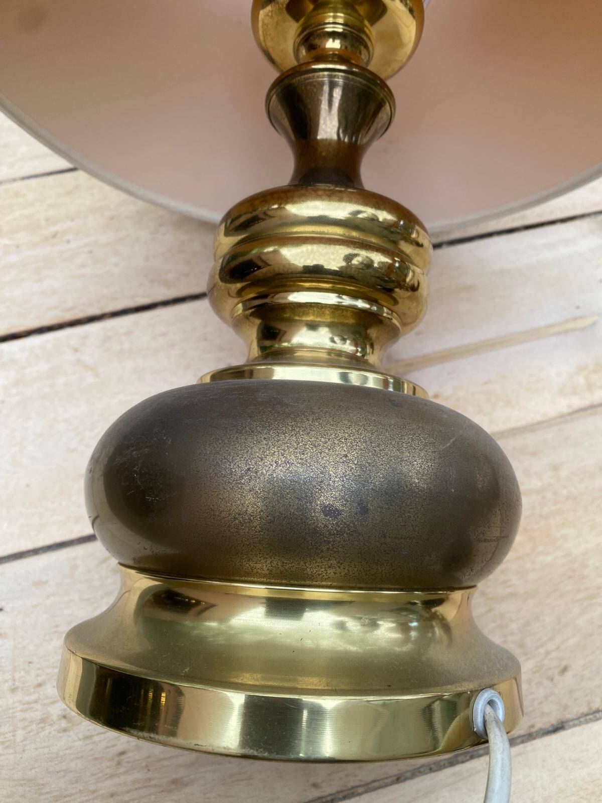 Vintage lamp with a bronze and gold brass ball base by Gura Leuchten.