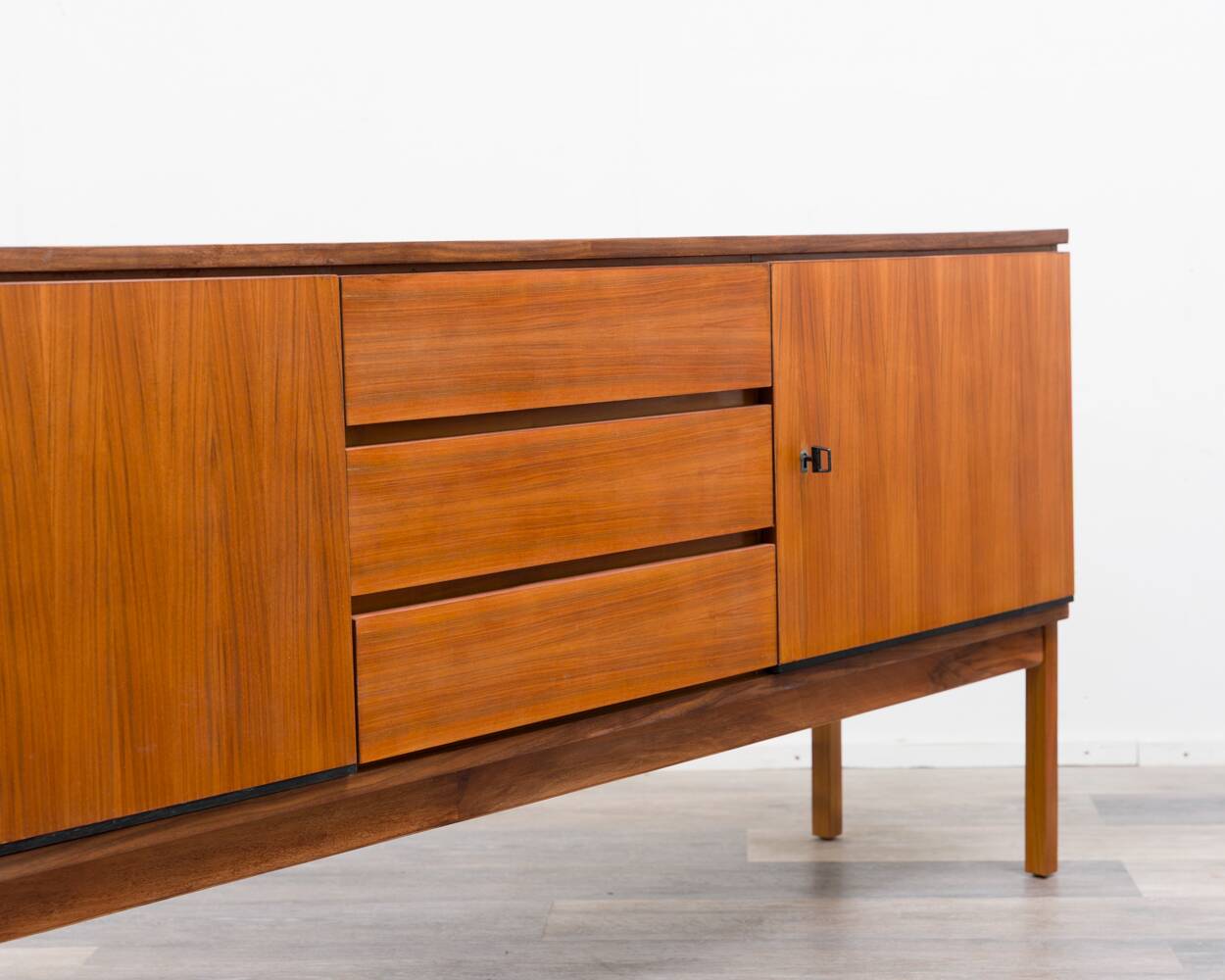 1960s walnut enfilade, sleek design, restored.