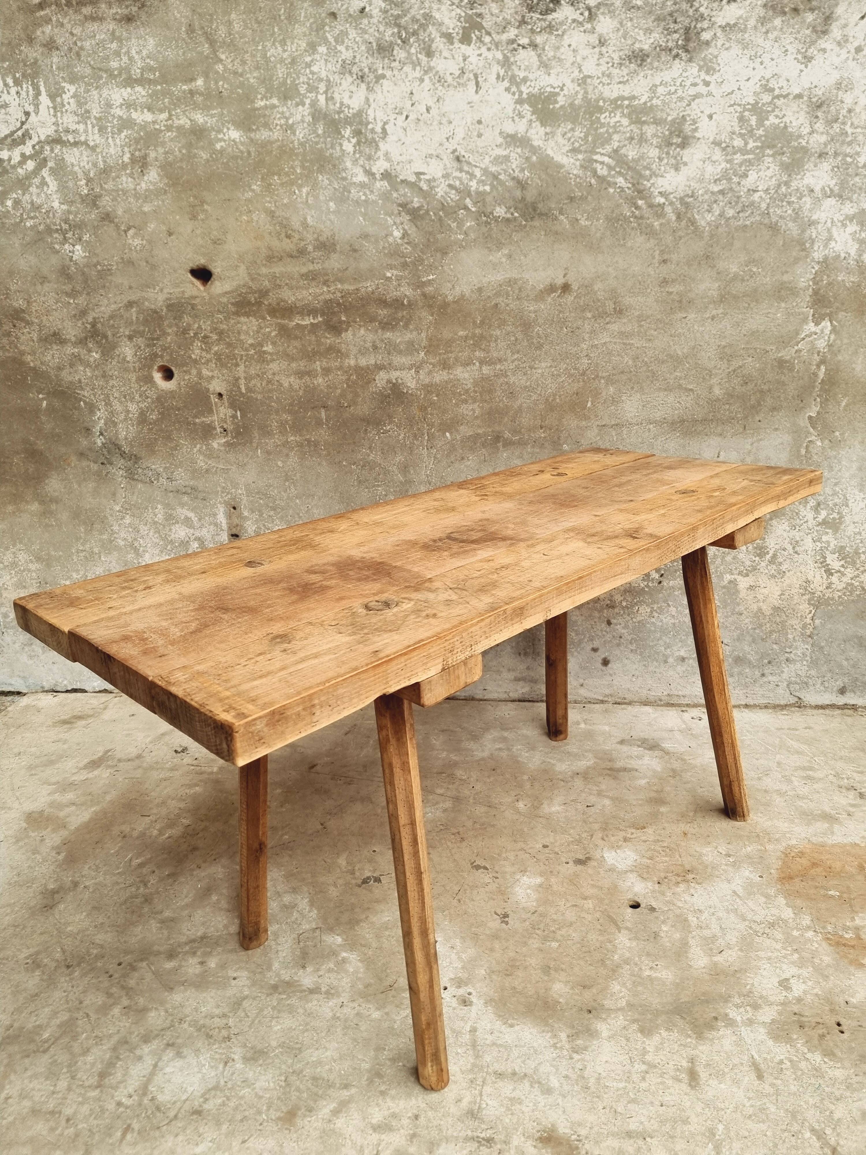 Antique butcher's table, work table, dining table, side table, oak