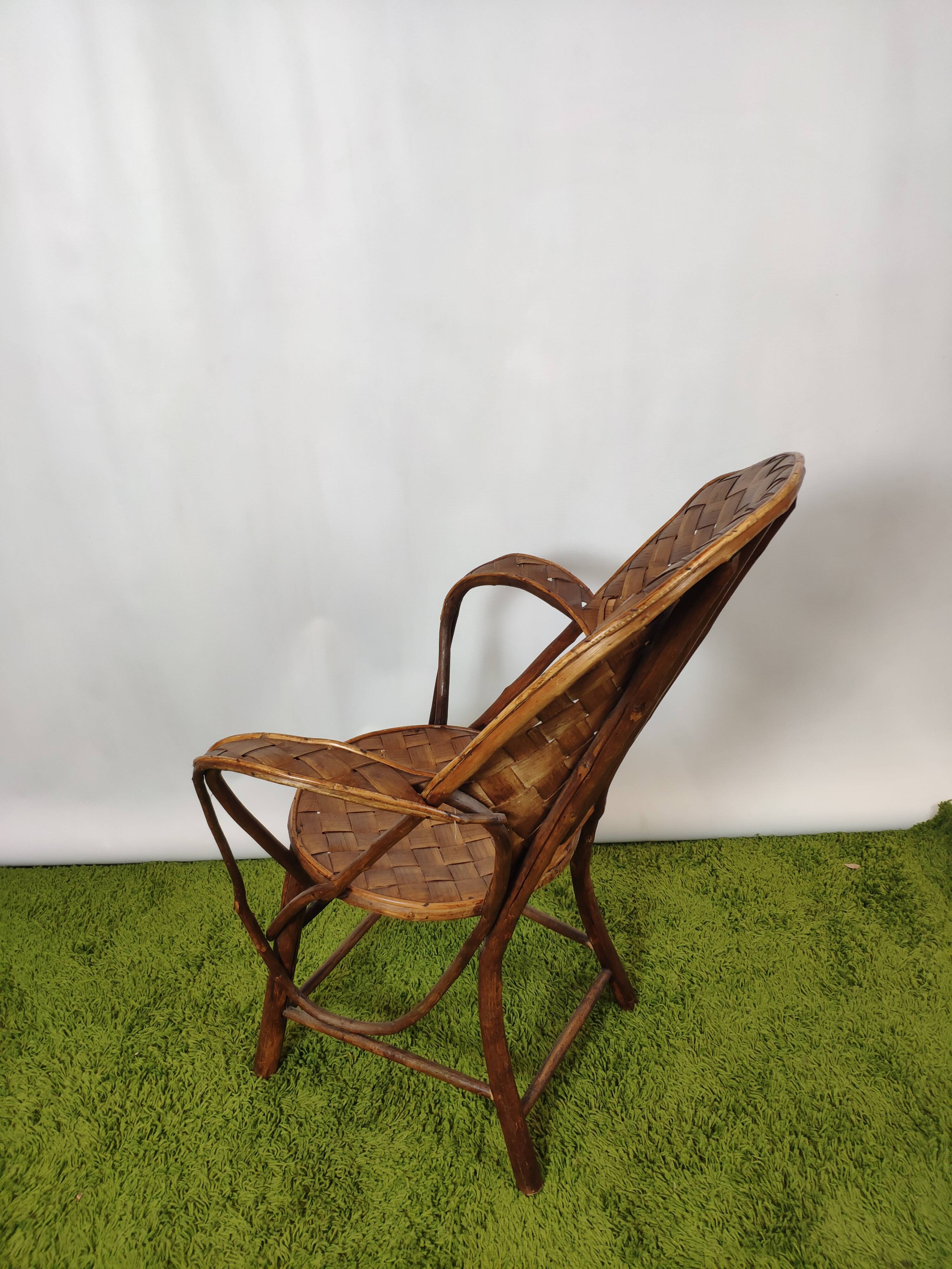 Vintage braided chestnut chair