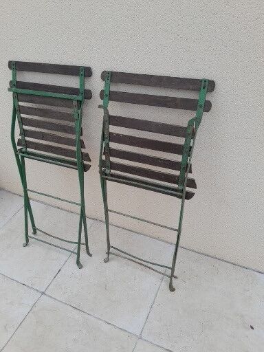 Paire de chaises de bistrot  jardin pliable ancienne