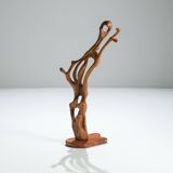 Handmade floorsculpture in burl wood