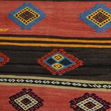 Brick Red Color Kilim Rug, Turkish Kilim Rug, 175x261 Cm