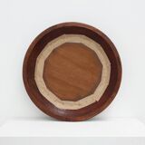 Grand miroir mural rustique en chêne avec sculptures florales, France années 1900