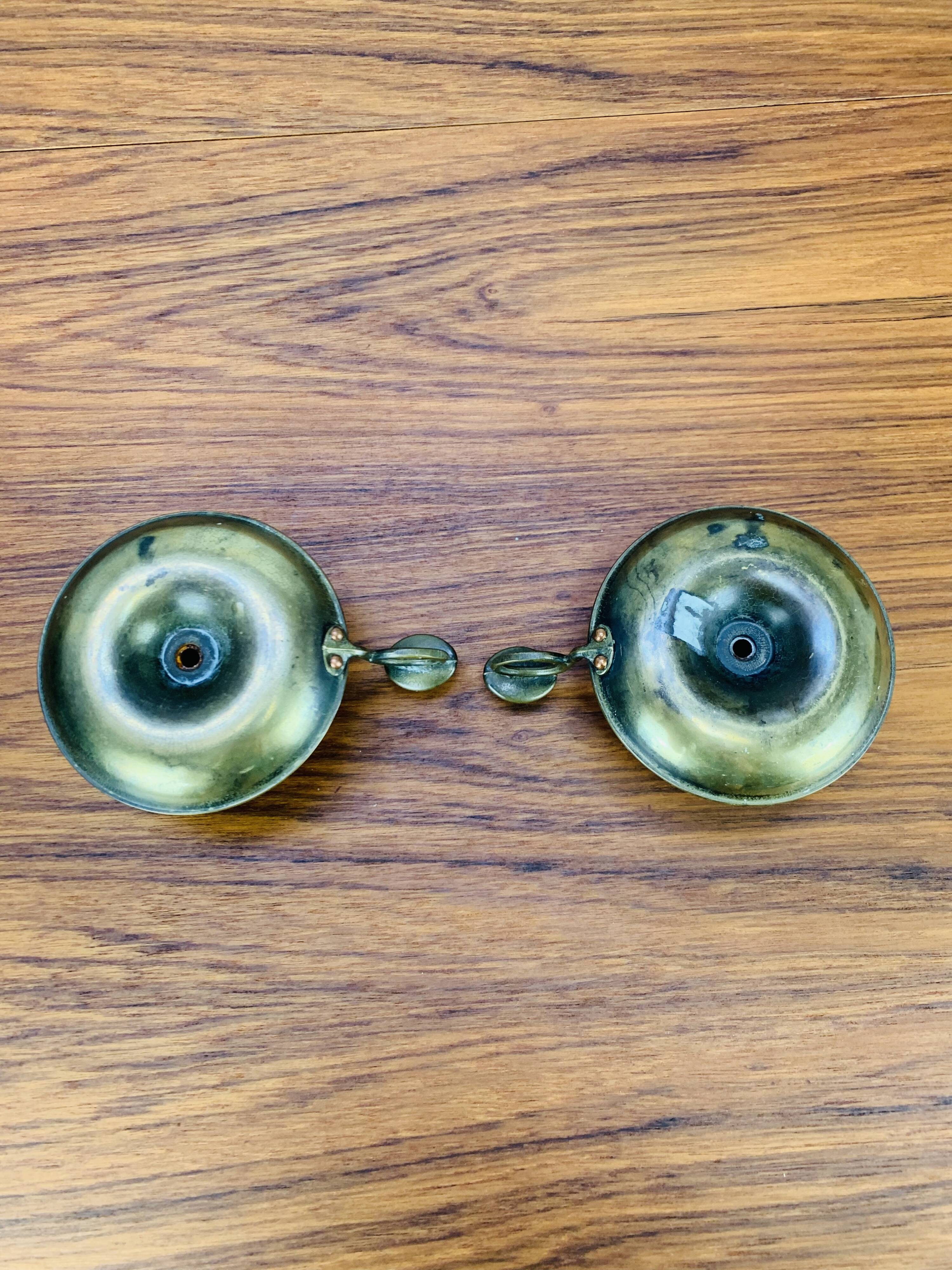 Pair of vintage brass cellar rat candlesticks