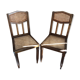 Pair old chair style louis xvi wood + seat & back cannée vintage