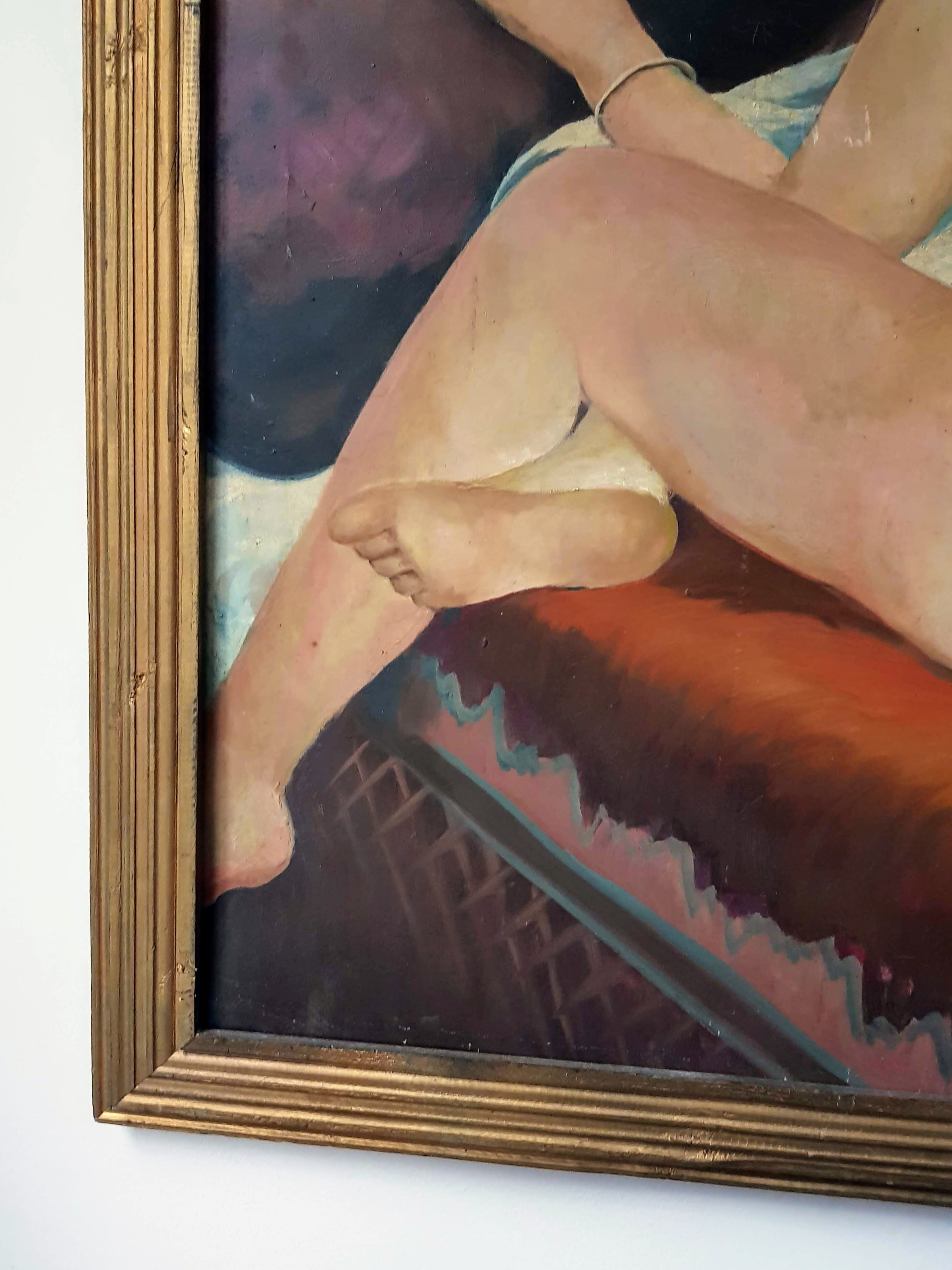 Large Nude Oil Painting on Canvas by Charles Melikoff - XX Century Art - Belgium