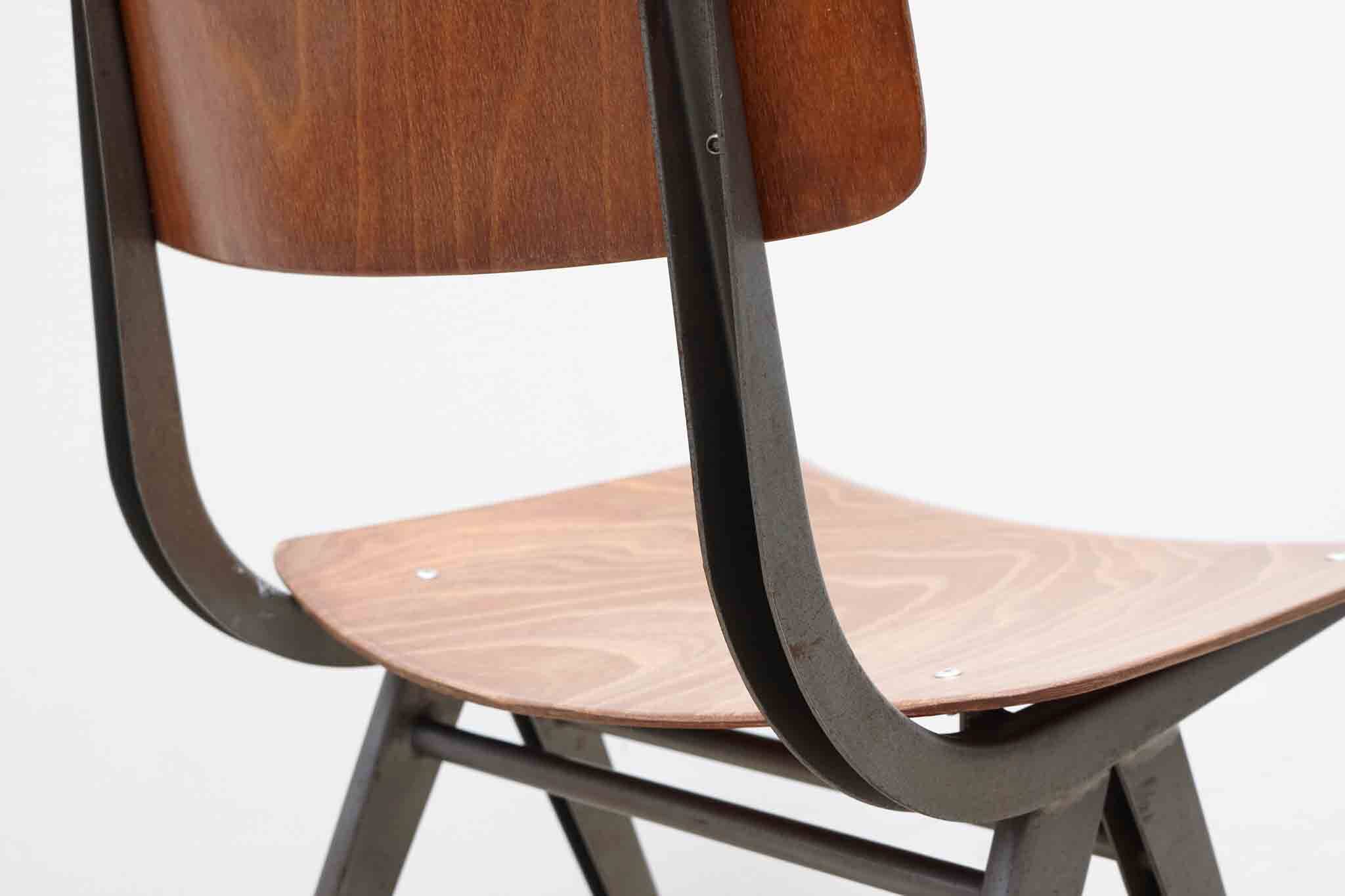 Chair in the style of Friso Kramer, oak and grey.