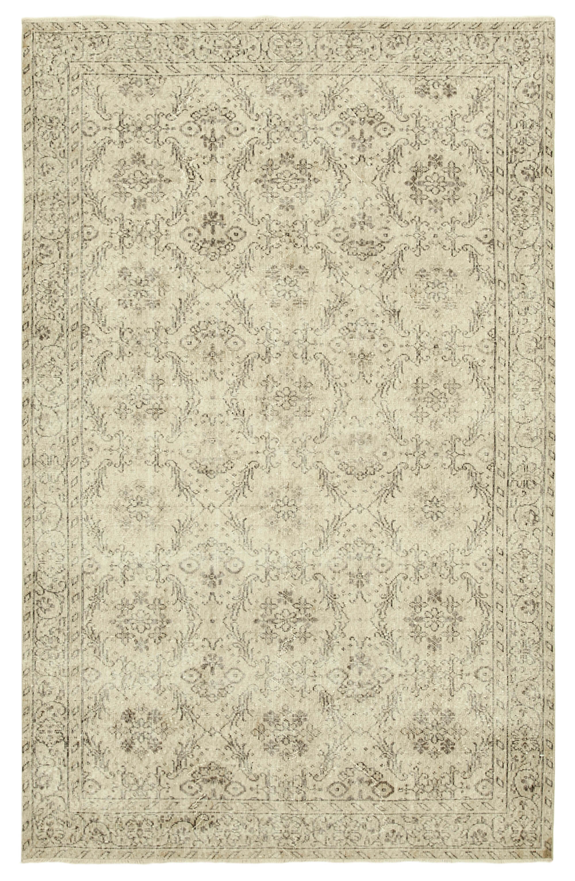 Handwoven vintage anatolian beige rug 186 cm x 290 cm - 38891