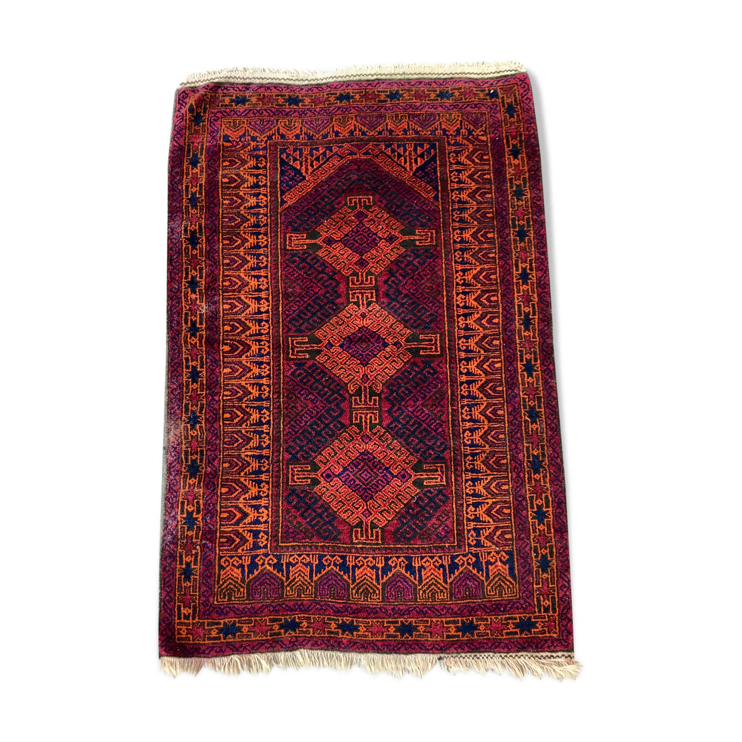 Antique hand-knotted carpet 124x84cm