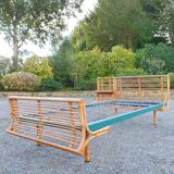 Vintage rattan bed and bedside