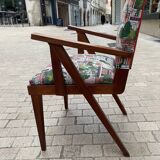 Paire de fauteuil bridge vintage compas