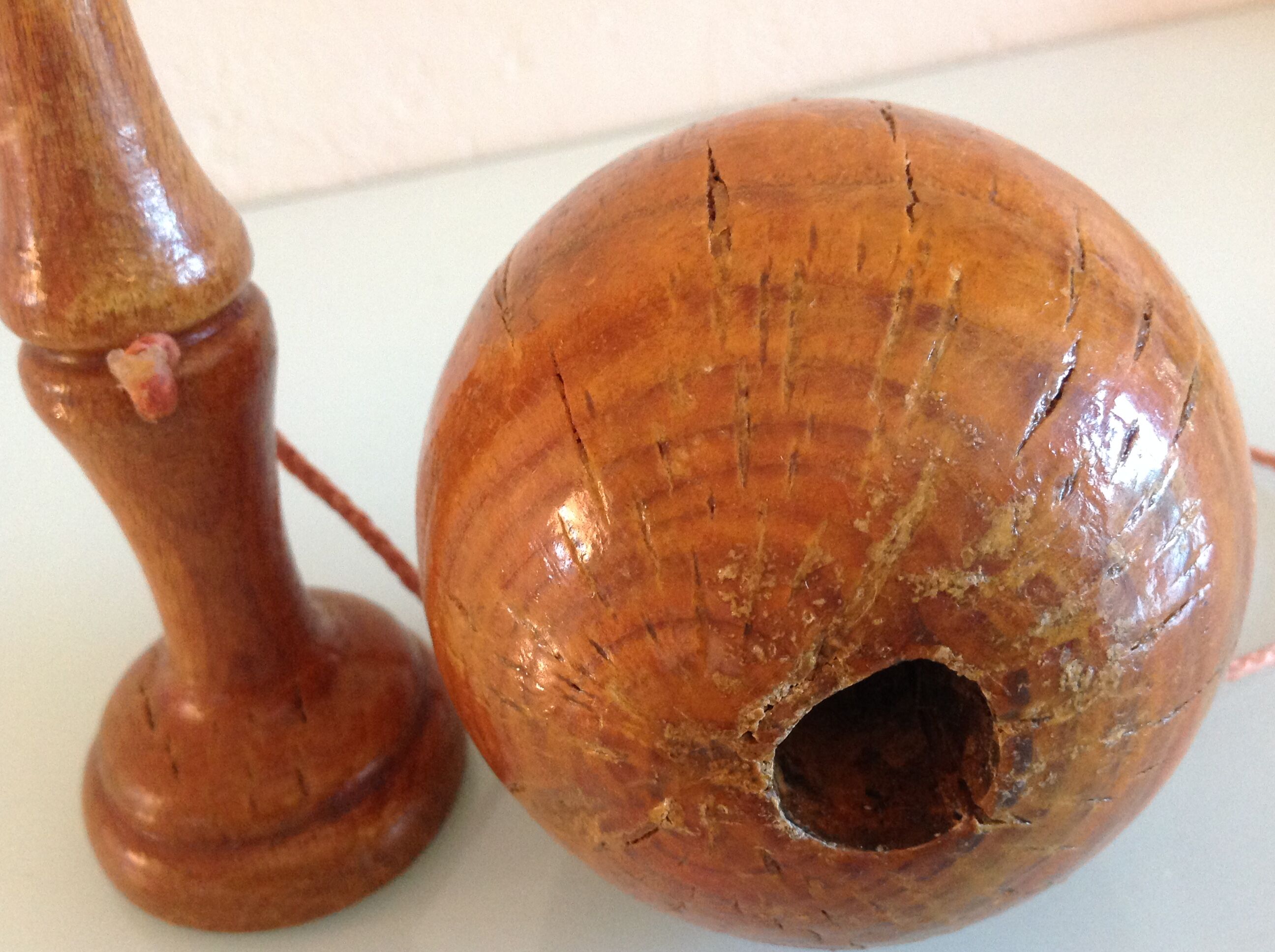 Old bilboquet in varnished wood / vintage 60s-70s