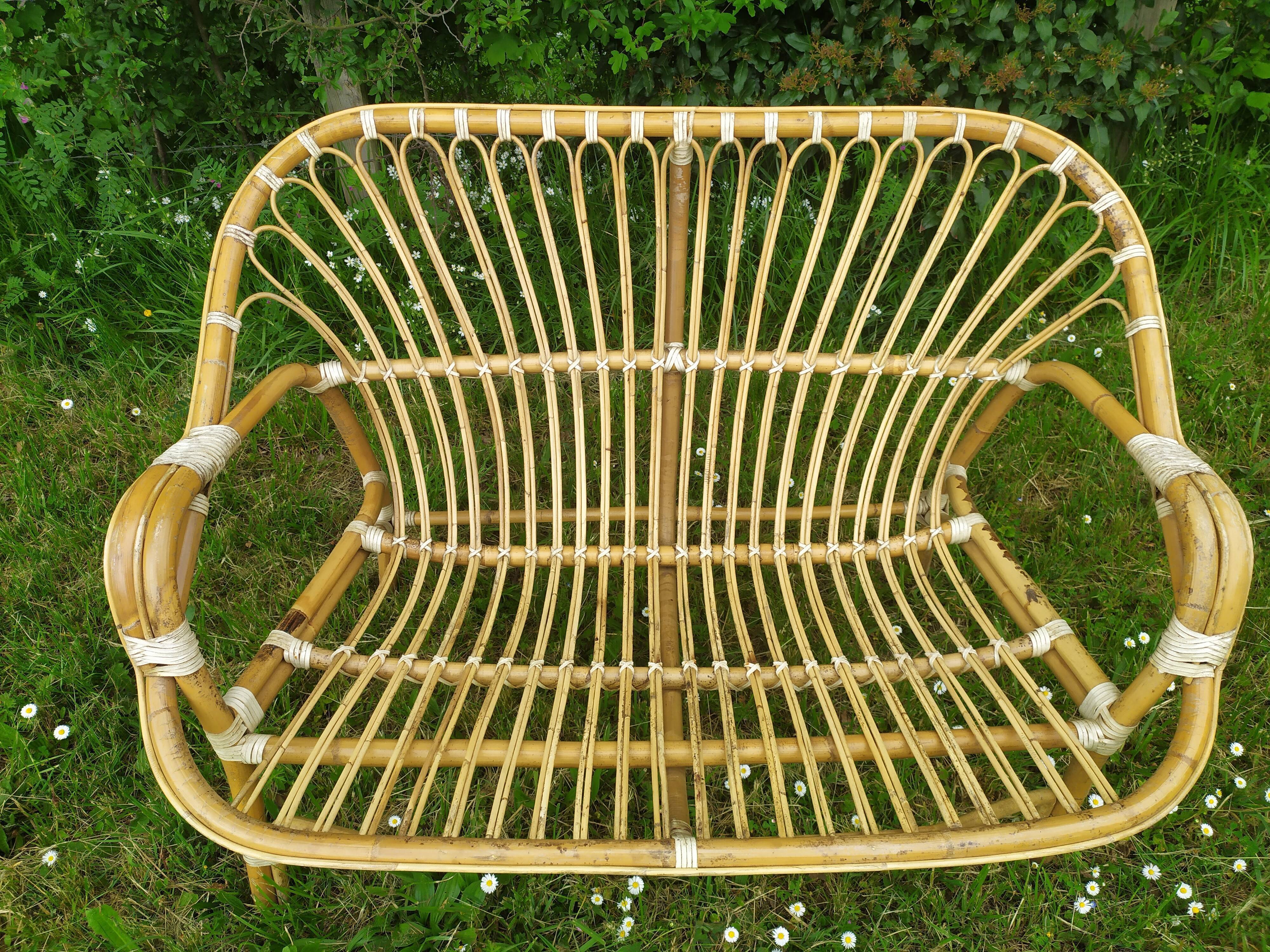 Rattan bench years 50/60