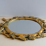 Miroir doré en résine à décor floral