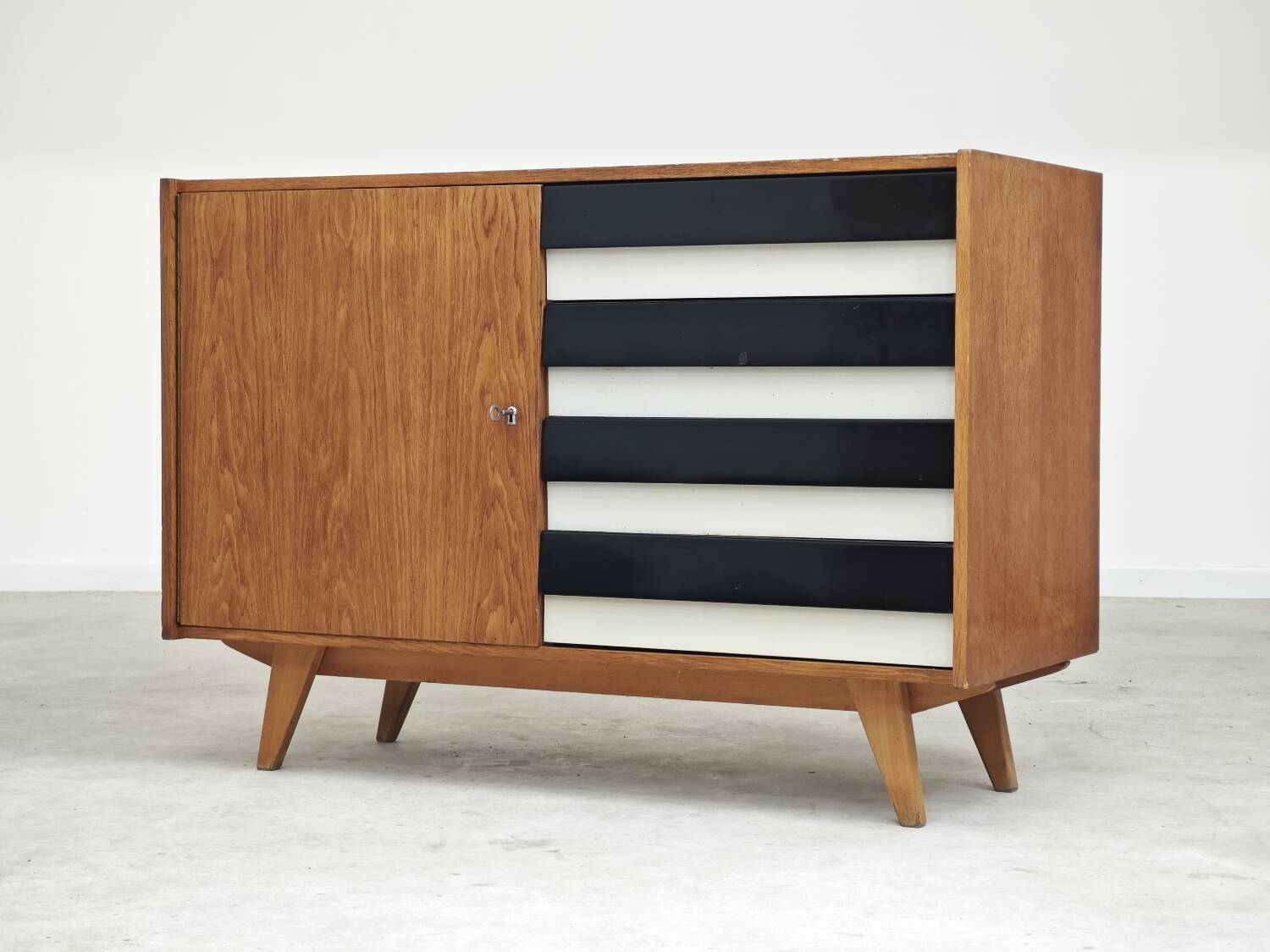 U-458 Sideboard Cabinet by Jiri Jiroutek for Interier Praha black and white 1960